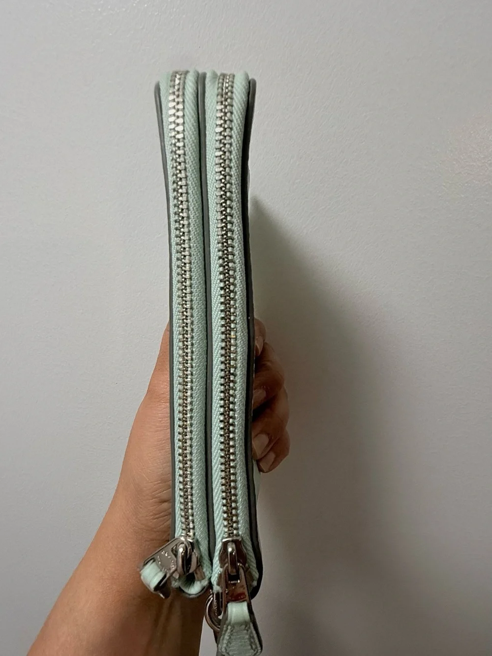 Y2K Coach Mint Green Pebbled Leather Wristlet